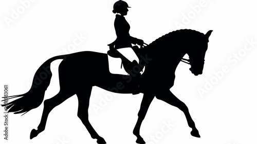 Elegant horse and rider in silhouette performing dressage with grace and precision