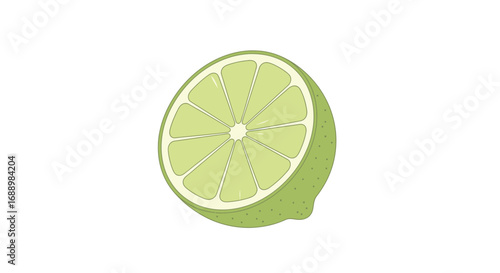 A Refreshing Citrus Fruit With Juicy Segments Detailed With White Lines And A Green Zest