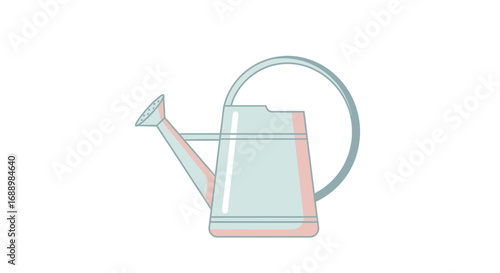 A simple illustration of a gardening watering can with a spout and a large handle for easy carrying and pouring water for plants