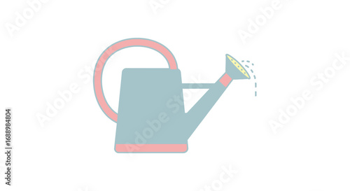 A Charming Pastel Watering Can Gently Sprinkling Water Demonstrating Care for Plants in a Garden Setting