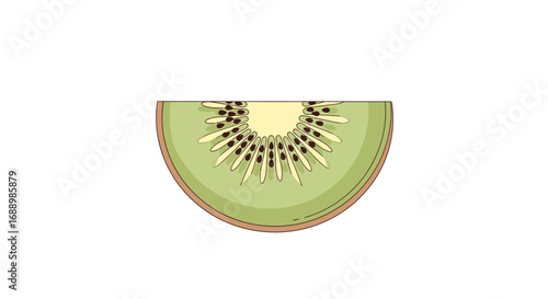 A vibrant illustration of a sliced kiwi fruit showcasing its juicy green flesh and tiny black seeds a healthy and refreshing food item perfect for your culinary projects and healthy eating themes