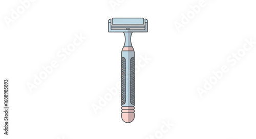A Close Up Image of a Teal and Silver Handle Safety Razor with a White Rectangular Blade Head and a Textured Grip Showing a Simple Clean Design Perfect for Personal Grooming and Hair Removal Routines