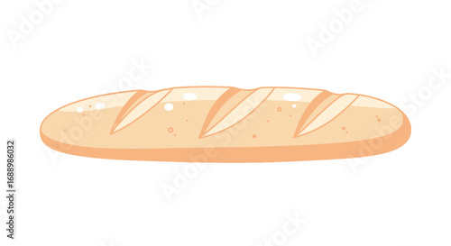 A golden brown long baguette bread with diagonal slashes on top baked to perfection a delicious staple for any mealtime or sandwich creation