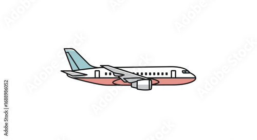 A modern passenger jet aircraft flying in the sky with its engines running smoothly for a long distance journey