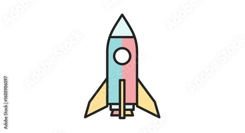 Colorful Rocket Ship Ready for Takeoff Launching into Space Adventure Exploration Cosmic Journey Dreams and Imagination Ascending Upward to the Stars and Beyond