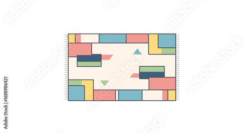 Abstract Geometric Modern Area Rug With Pastel Colors And Contemporary Design