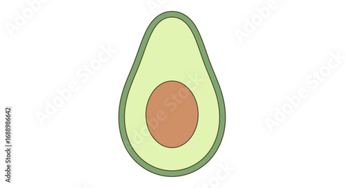 Healthy Green Avocado Fruit Slice With Brown Pit Isolated Vector Illustration Healthy Eating and Vegetarian Food Concept