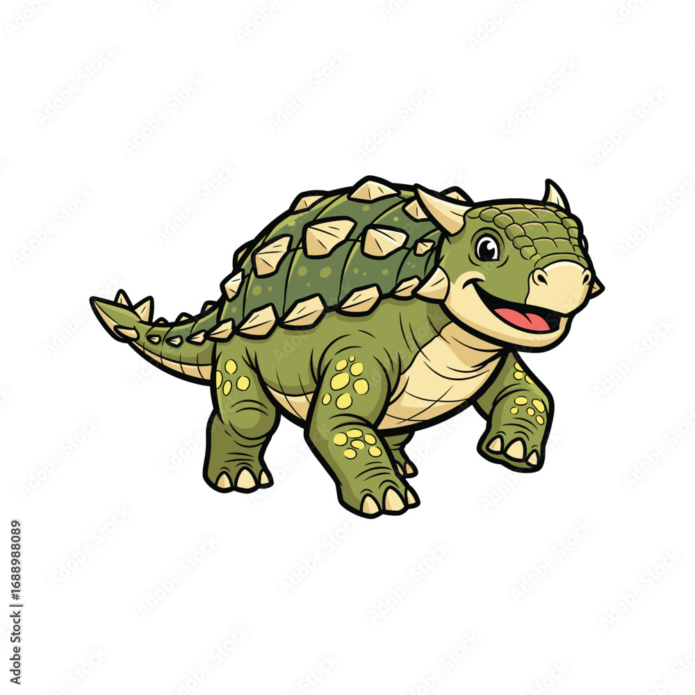 Fototapeta premium Armored Ankylosaurus Cartoon Dinosaur Illustration