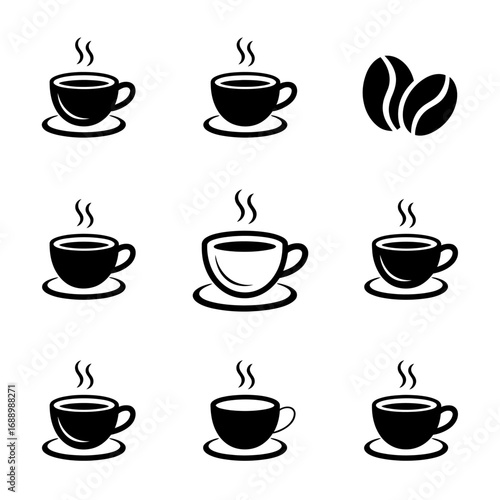 Coffee Icons Simple Black and White Vector Graphics for Coffee Shops and Cafes