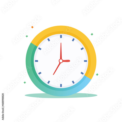 Colorful Time Clock Icon - AI Generated
