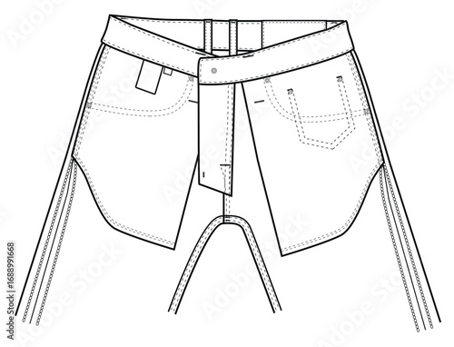 Inside denim jeans pant front part inside vector art design
