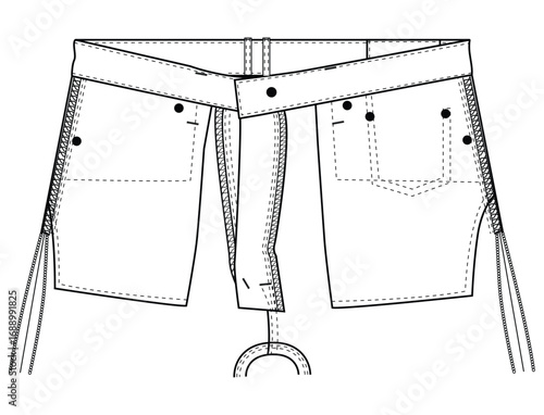 Inside denim jeans pant front part inside vector art design