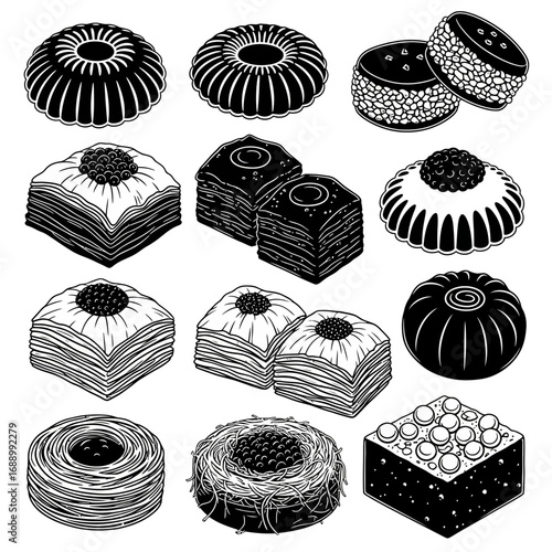 set of black and white chocolate sweets