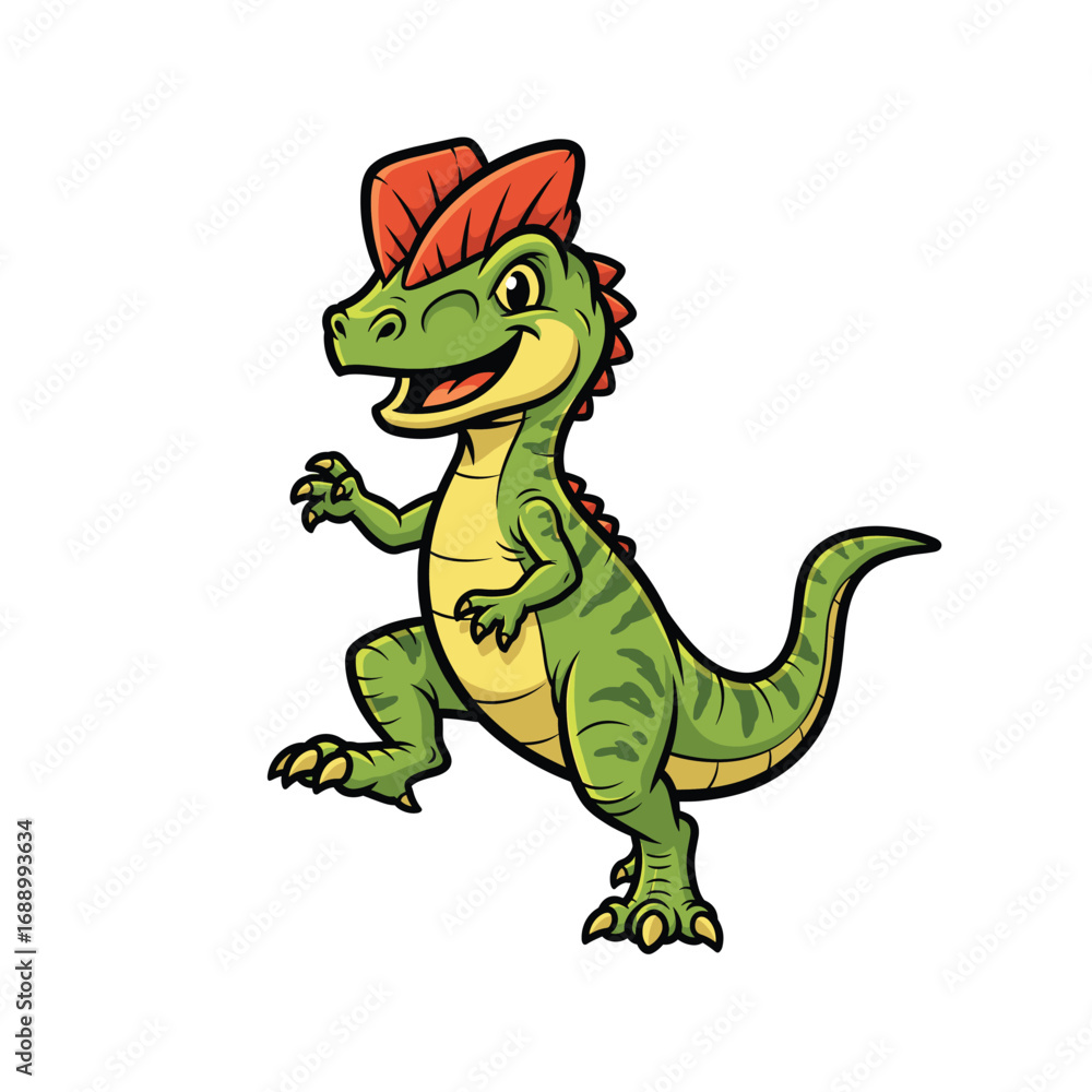 Naklejka premium Dilophosaurus cartoon dinosaur illustration for Children