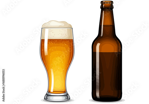 glass of beer isolated on white