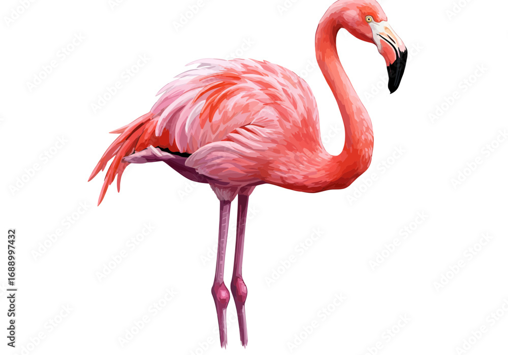 Obraz premium pink flamingo isolated on white
