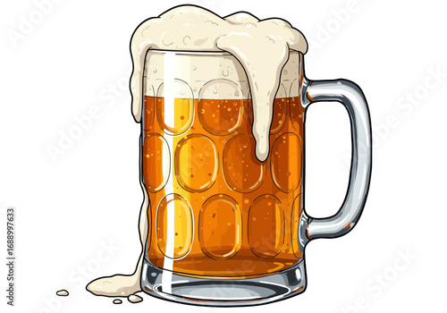 glass of beer on white
