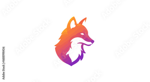 Gradient Fox Head Logo Design with Sharp Features.