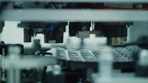 Automated machinery moving blister packs through an industrial process