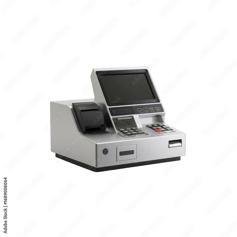 Obraz premium Modern Point of Sale (POS) System with Integrated Receipt Printer and Display