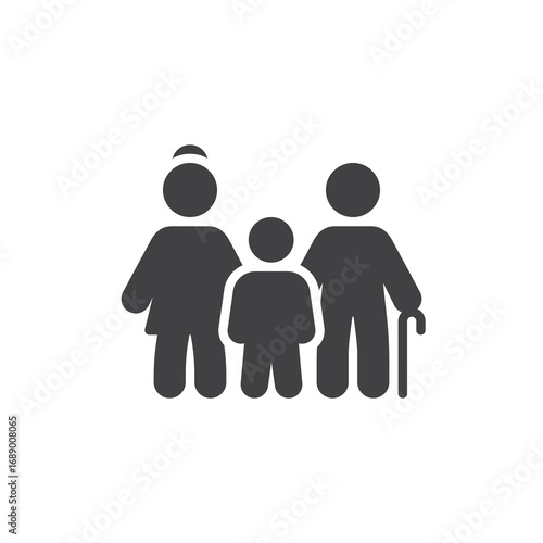Grandparents with child solid icon