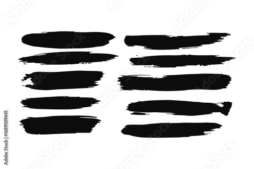 Set of Black Paint Brush Strokes