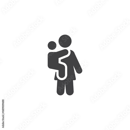 Babysitter holding baby solid icon