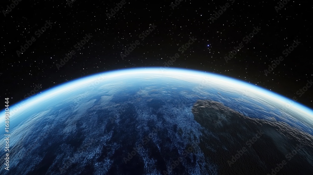 Obraz premium Earth from Space with Atmosphere and Stars