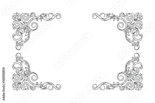 Set of Hand-drawn Ornate Corner Frames
