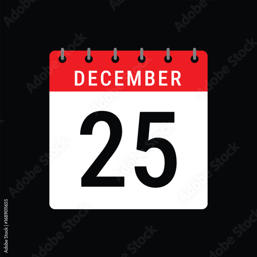 December 25 Calendar Icon Christmas Day