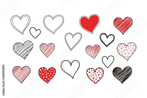 Collection of Hand-drawn Heart Shapes and Icons