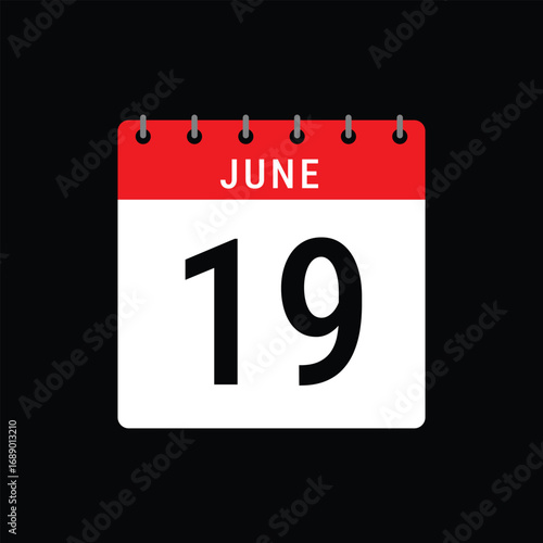 June 19 Calendar Icon Juneteenth Day