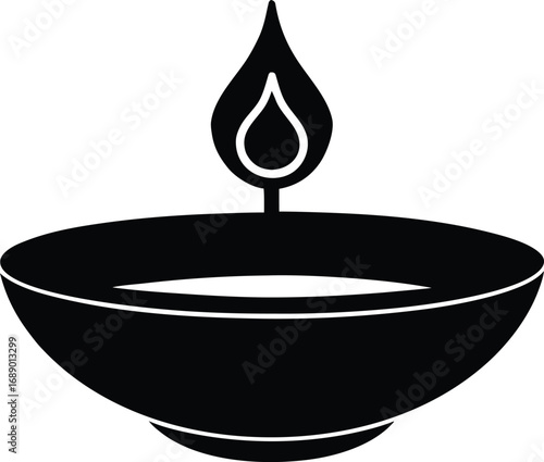 diwali diya oil lamp silhouette vector