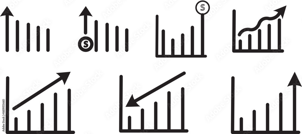Obraz premium Business graphs and charts icons. Chart and diagram Icon.