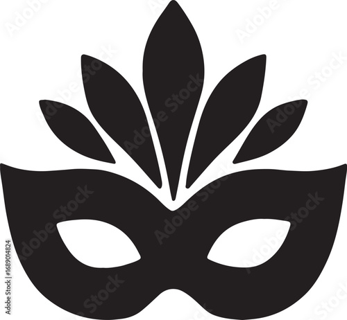Festive folklore mask carnival silhouette vector, vibrant cultural illustration for celebration designs.