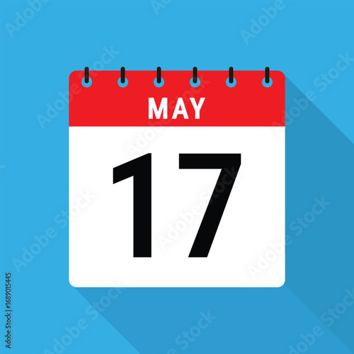 May 17 Calendar Icon – Flat Design