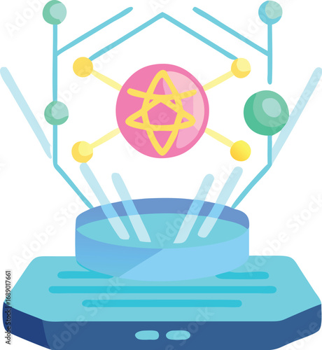 Futuristic nanotechnology holographic glow vector illustration scalable eps icon for science and tech concepts