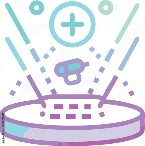 Futuristic holographic antibiotic technology glowing neon medical icon vector illustration