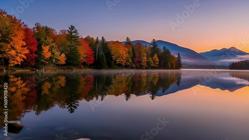Autumn Sunrise Lake Reflection Adirondack Mountains concept inspired by Autumn Sunrise Lake Reflection Adirondack