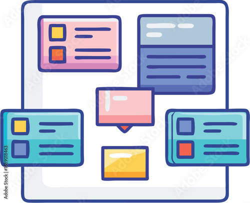 Futuristic project management kanban board illustration scalable vector graphic eps icon