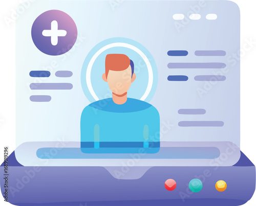 Futuristic holographic digital prescription interface medical patient profile vector illustration