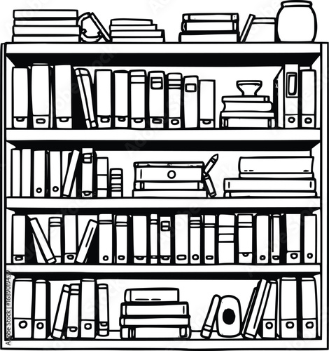 Minimalist Bookshelf Line Art Design 