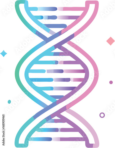 Futuristic glowing holographic dna double helix vector illustration science technology abstract