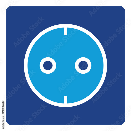 Power Socket Glyph Blue Silhouette Icon Design Vector - Wall socket with plug holes representing electricity access and energy supply