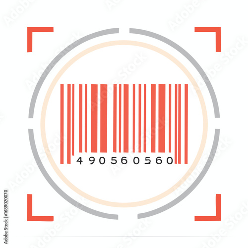 Red Barcode Inside Scan Frame - AI Generated