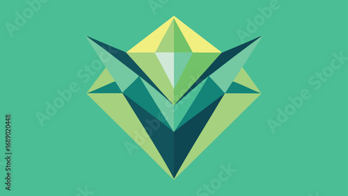 Abstract Geometric Crystal or Gemstone in Teal and Green jewel