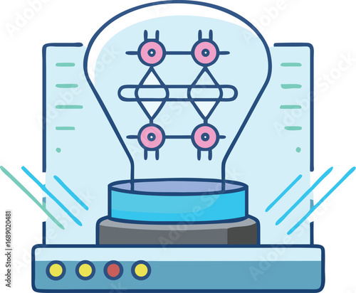 Futuristic holographic genome sequencing lab technology innovation vector