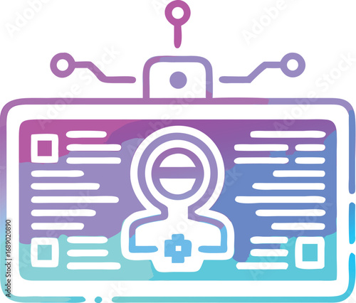Futuristic holographic medical id card vector illustration for secure digital health records