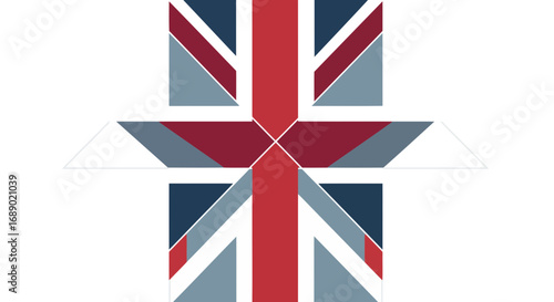 Stylized flat vector background with geometric symmetry and abstract polygons. Perfect for creative British product packaging. High-res, modular, and clean.