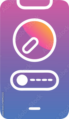 Futuristic holographic mobile pill reminder app interface vector illustration icon